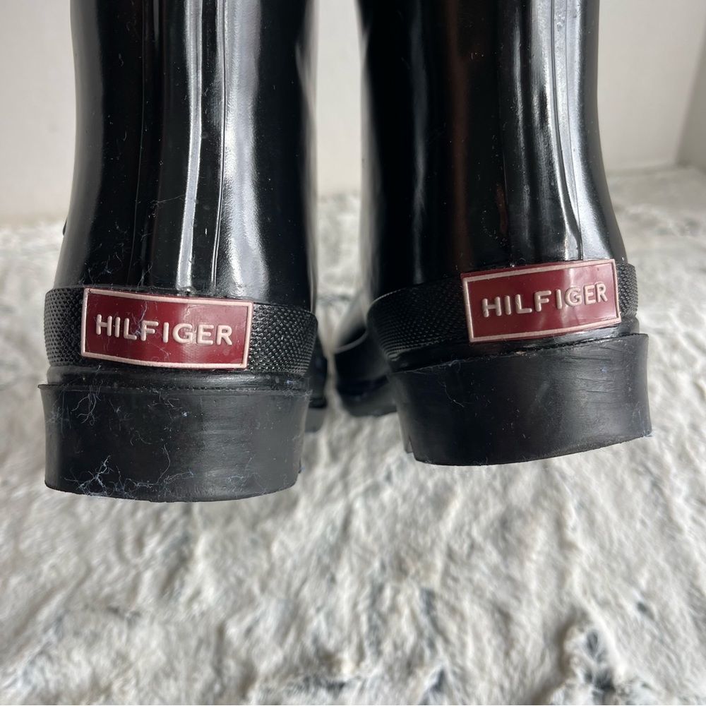 Tommy Hilfiger Black Rubber Rain Boots Women size 6M - Picture 12 of 16